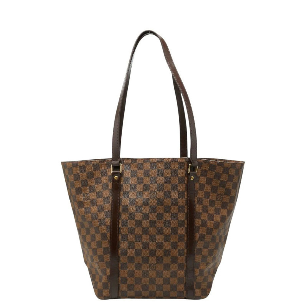 Louis Vuitton Damier Sac Shopping Tote Bag Shoulder Brown Leather